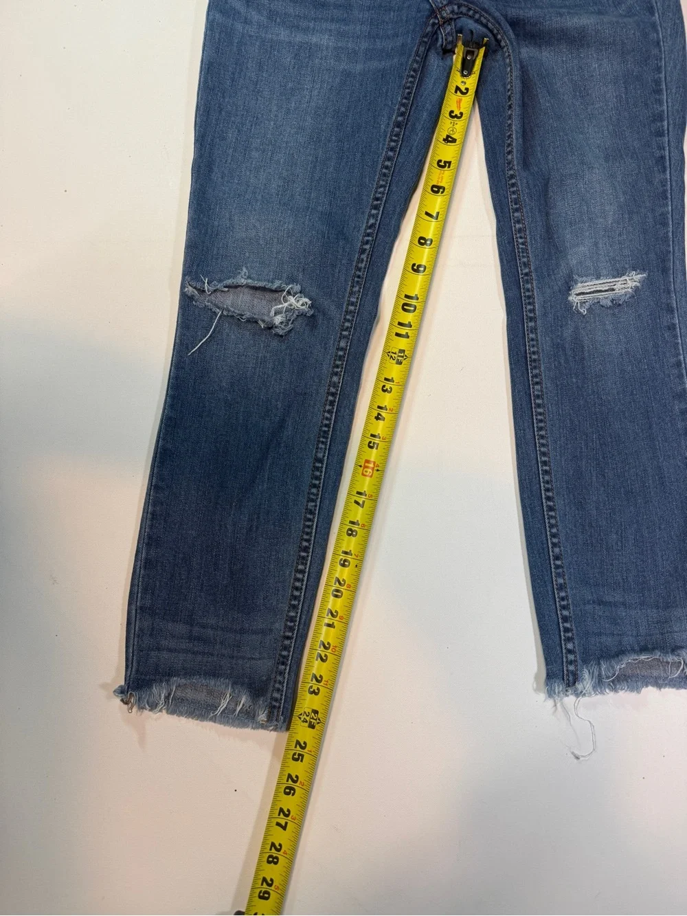 Free People Mid Blue Distressed Skinny Jeans